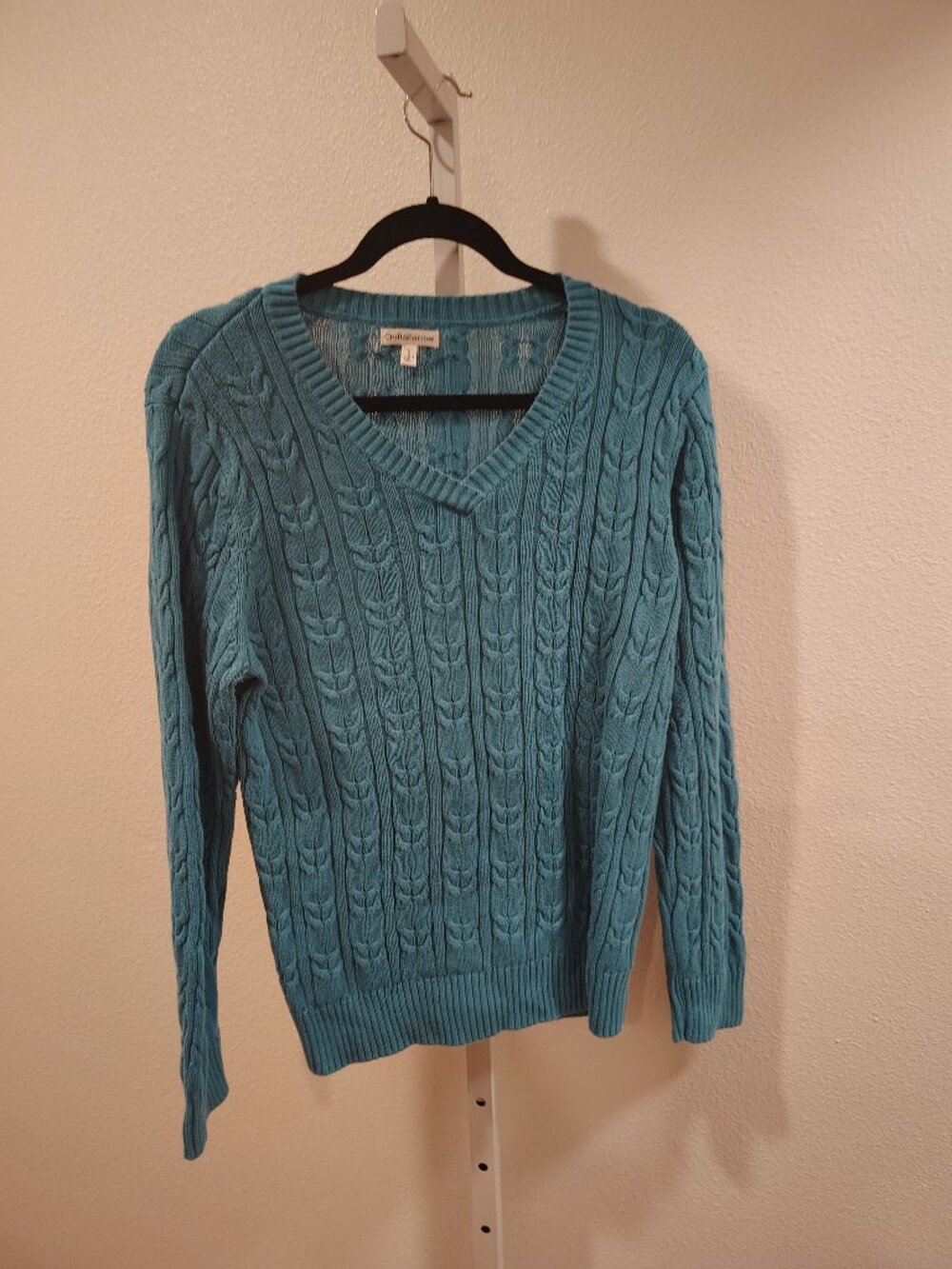 Croft & Barrow Women's Sweater Size Large V-Neck Cable Knit Long Sleeve - Picture 5 of 10